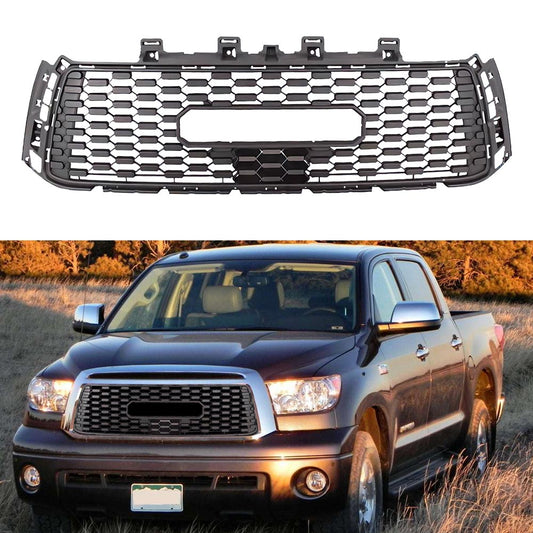 Front Grille For Toyota Tundra 2010-2013 2nd Gen Trd Pro, Aftermarket Front Grille with Letters, Matte Black