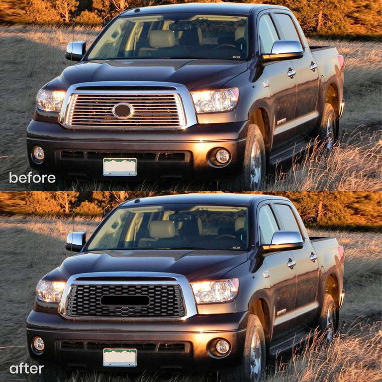 Front Grille For Toyota Tundra 2010-2013 2nd Gen Trd Pro, Aftermarket Front Grille with Letters, Matte Black