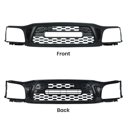 Grille For Toyota Tacoma 2001 2002 2003 2004, Aftermarket Front Grille with Lettering and Lights, Matte Black