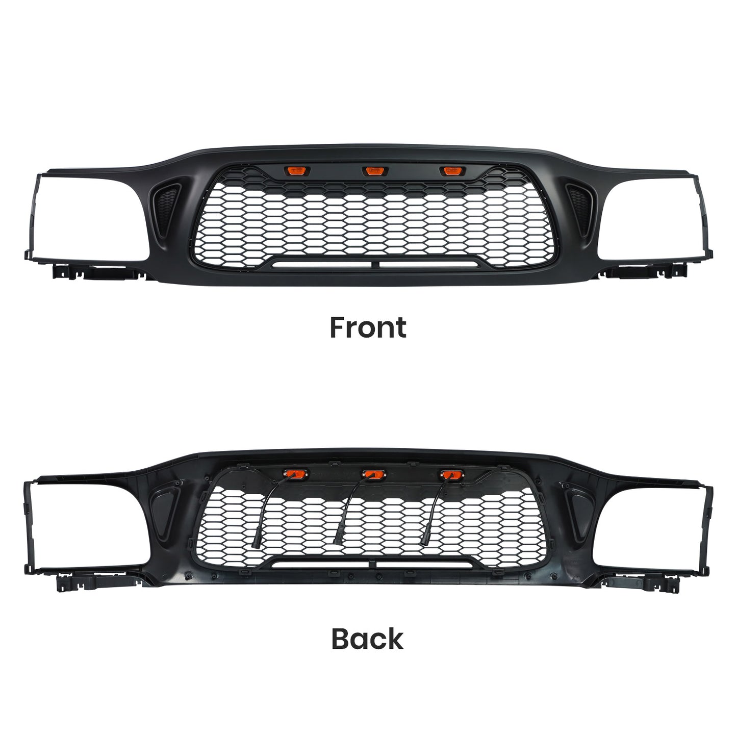 Mesh Grille For Toyota Tacoma 2001 2002 2003 2004 1st Gen Trd Pro, Aftermarket Front Grille with Lights, Matte Black