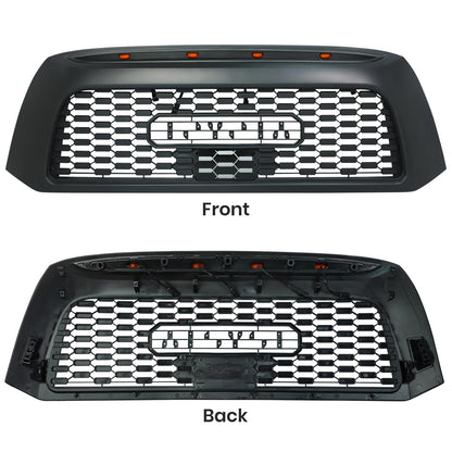 Grille For Toyota Tundra 2007-2013 2nd Gen Trd Pro, Aftermarket Front Grille with Lettering and Lights, Matte Black