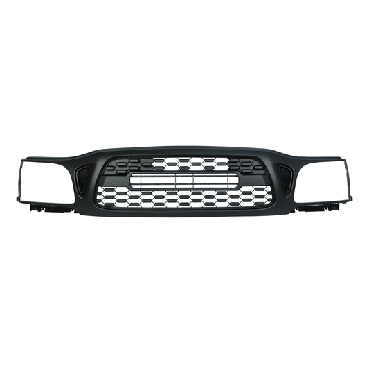 Grille For Toyota Tacoma 2001 2002 2003 2004, Aftermarket Front Grille with Lettering and Lights, Matte Black