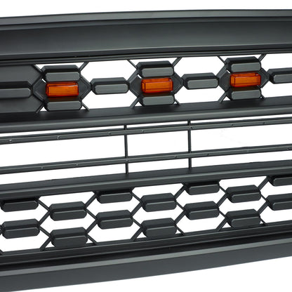 Grille For Toyota Tacoma 2001 2002 2003 2004, Aftermarket Front Grille with Lettering and Lights, Matte Black