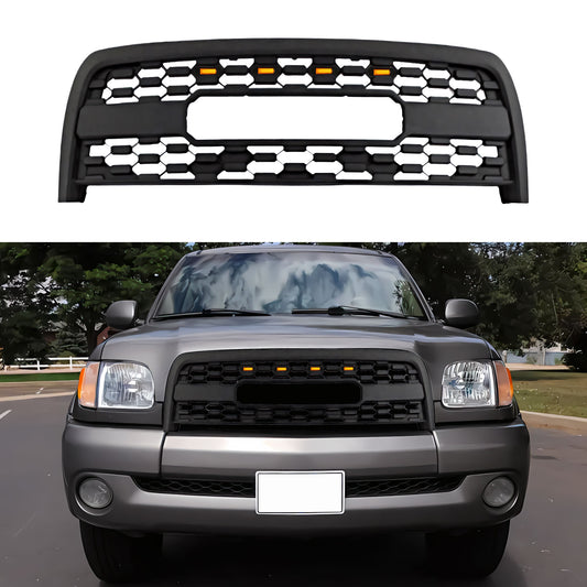 Front Grille For Toyota Tundra 2003 2004 2005 2006 1st Gen Trd Pro, Aftermarket Front Grille with Letters and Lights, Matte Black