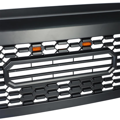 Grille For Toyota Sequoia 2010-2018 Trd Pro, Aftermarket Front Grille with Lettering and Lights, Matte Black