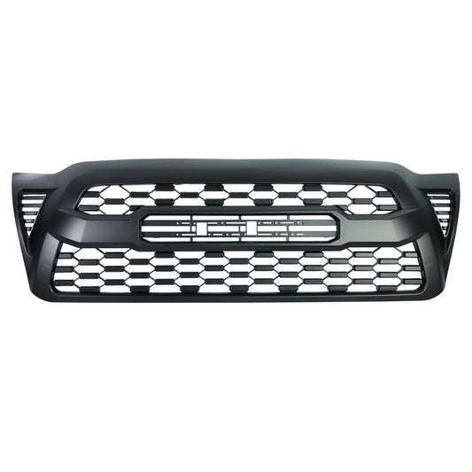 Grille For Toyota Tacoma 2005-2011 Trd, Aftermarket Front Grille with Lettering and Lights, Matte Black