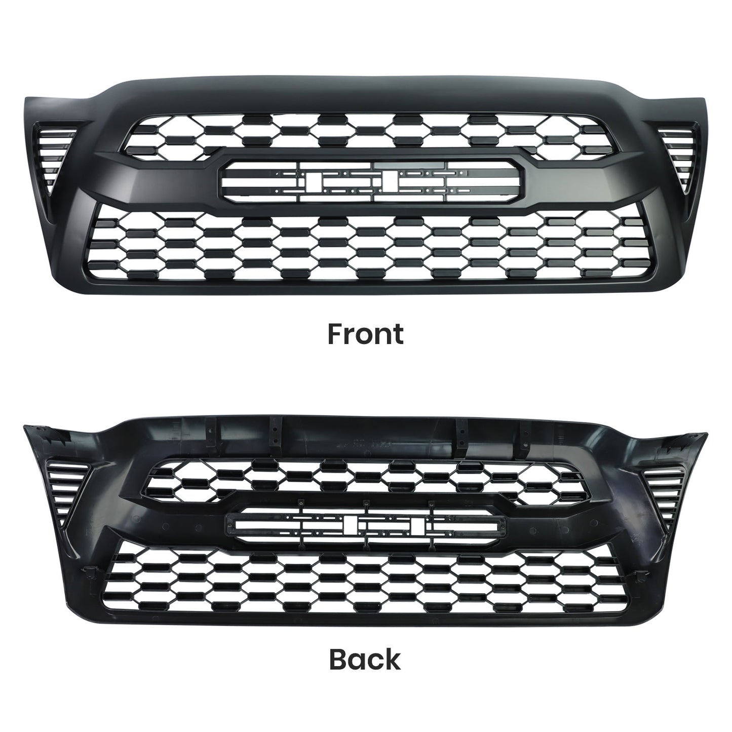 Grille For Toyota Tacoma 2005-2011 Trd, Aftermarket Front Grille with Lettering and Lights, Matte Black