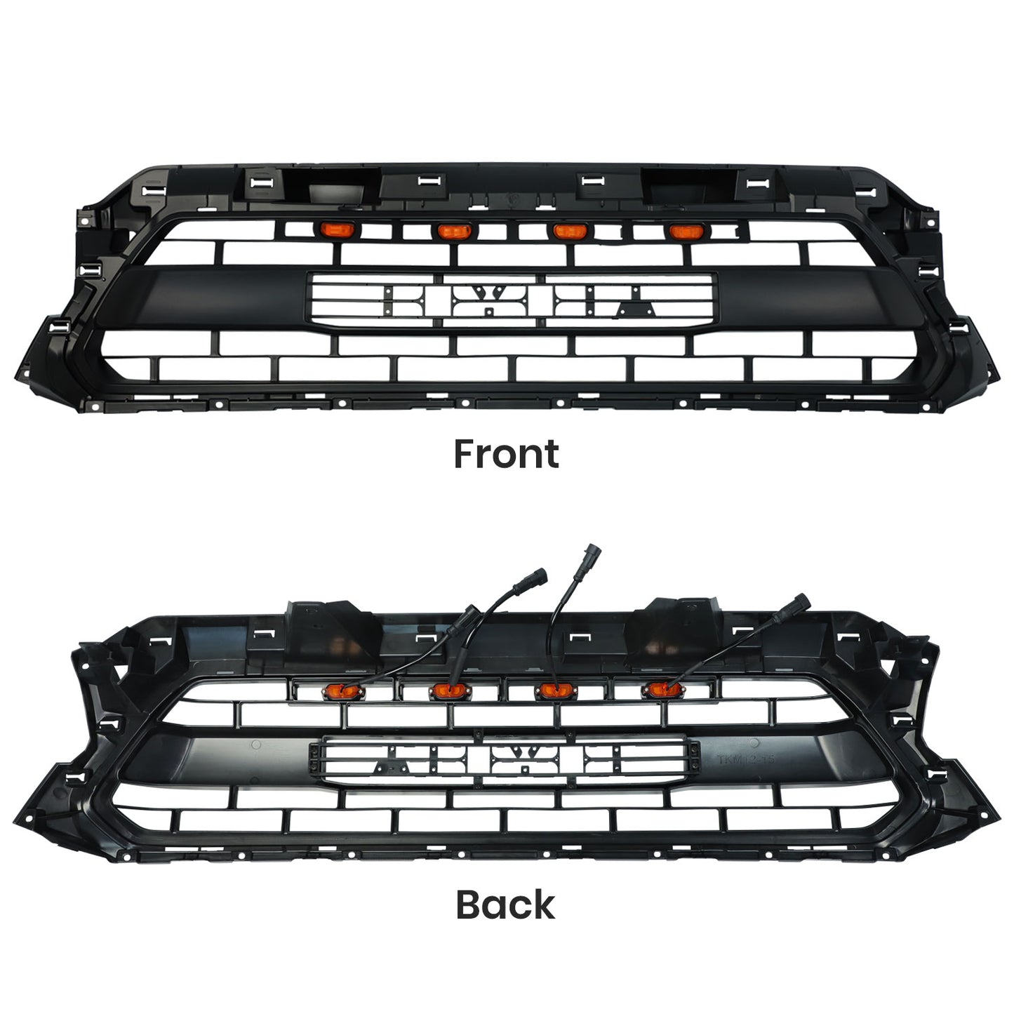 Grille For Toyota Tacoma 2012 2013 2014 2015 Trd Pro, Aftermarket Front Grille with Lettering and Lights, Matte Black