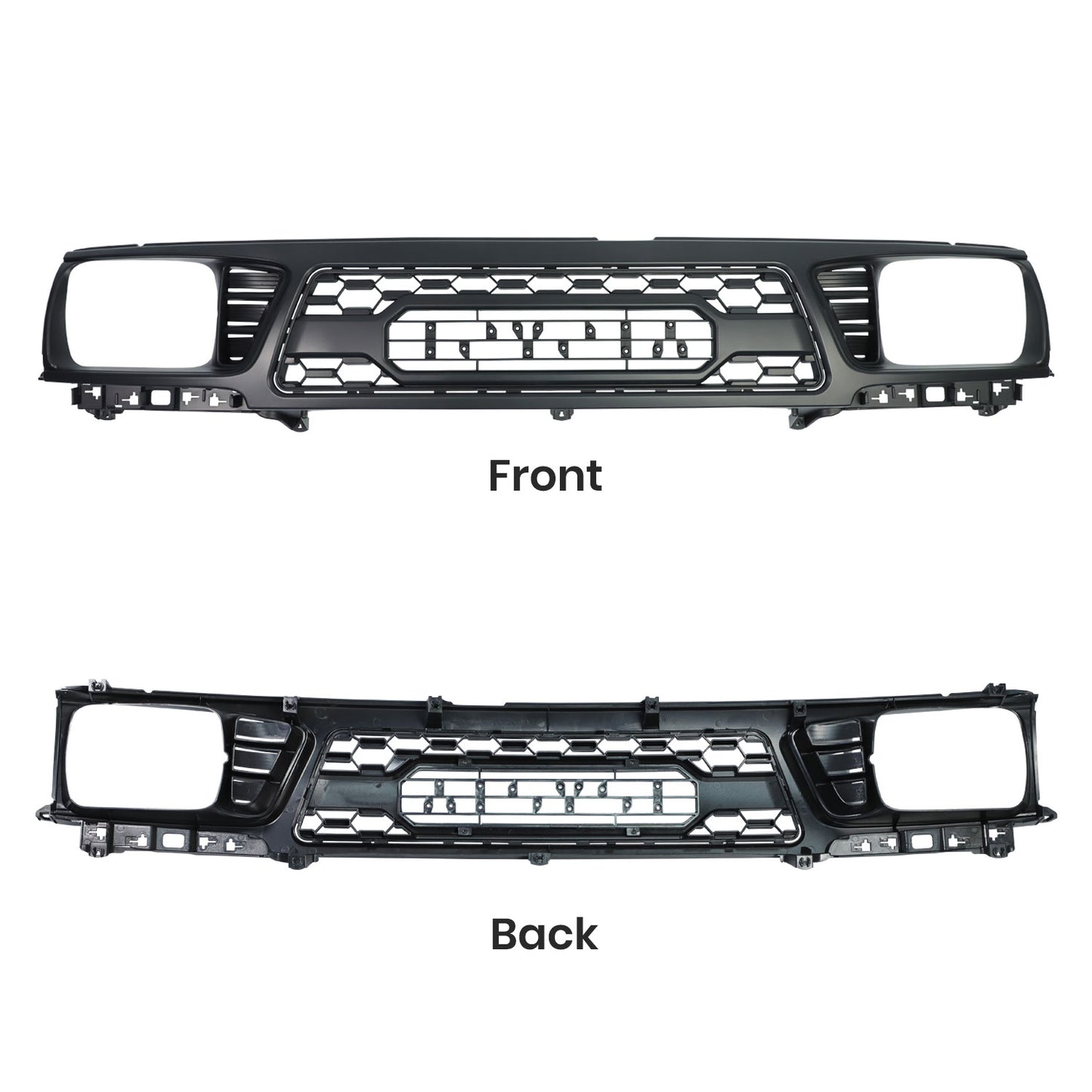 Grille For Toyota Tacoma 1995 1996 Trd Pro, Aftermarket Front Grille with Lettering and Lights, Matte Black