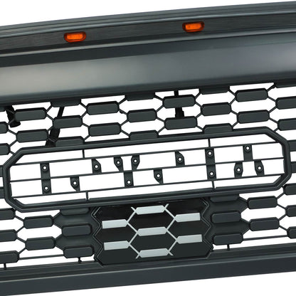 Grille For Toyota Tundra 2007-2013 2nd Gen Trd Pro, Aftermarket Front Grille with Lettering and Lights, Matte Black