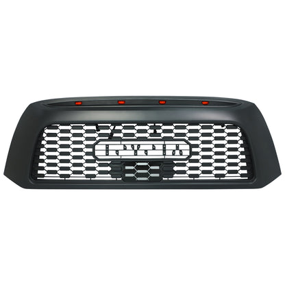 Grille For Toyota Tundra 2007-2013 2nd Gen Trd Pro, Aftermarket Front Grille with Lettering and Lights, Matte Black