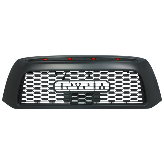 Grille For Toyota Tundra 2007-2013 2nd Gen Trd Pro, Aftermarket Front Grille with Lettering and Lights, Matte Black