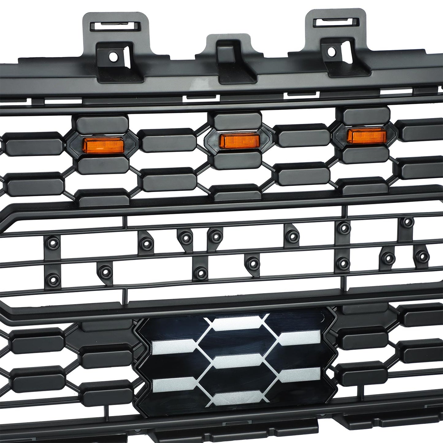 Grille For Toyota Tundra 2010 2011 2012 2013 2nd Gen Trd Pro, Aftermarket Front Grille with Lettering and Lights, Matte Black